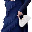 SUNNYBUY Elegant 2 Piece Maternity Dress with Mesh Cardigan, Strapless Ruffle Maxi Gown Cocktail Dresses for Baby Shower (Blue, M)