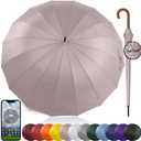 Royal Walk Windproof Umbrella Black Large 54 Inch Automatic Open for 2 Persons Stormproof for Men Women Classic Wooden Handle Lightweight Waterproof Durable Strong 16 Ribs Golf Unisex 120cm (Beige), XL