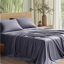 ZonLi Cooling Fitted Sheets,100% Rayon Derived from Bamboo Cooling Fitted Sheet Queen Size for Hot Sleeper, Deep Pocket Up to 21", Soft Bed Sheets, Hotel Silky Bedding Set,Blue Ashes