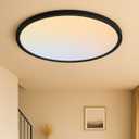 MOONSEA 20 Inch LED Dimmable Ceiling Light Fixture 40W - Round Flush Mount Adjustable 3000K/4500K/6000K Large Kitchen Light Fixture, 4000lm Hallway Light Fixtures for Bedroom, Black