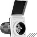 50 AMP Twist Lock RV Shore Power Inlet 125V/250V with 3 Stainless Steel Pins and Screws RV Shore Power Inlet with Weatherproof Boot Kit,NEMA SS2-50P,ETL Listed,White