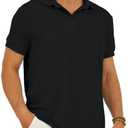 Envmb Men's Polo Shirts Short Sleeve Textured Knit Slim Fit Casual Stretchy Button Polo T-Shirt Summer Collared Golf Shirt, 2XL