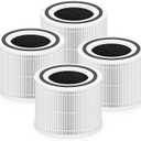 Core 300 Replacement Filter for LEVOIT Core 300 Core 300S Core 300-P Core 300S-P Air Purifier, 3-in-1 High Efficiency Activated Carbon, Compared to Part # Core 300-RF, 4 Pack, White