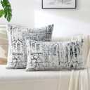 FUTEI Black White Decorative Throw Pillow Covers 18x18 Inch Set of 2,Soft Cozy Geometric Textured Chenille Jacquard Cushion Cases,Modern Home Decor for Couch Bed Living Room