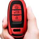Tukellen for Audi Key Fob Cover Case,Premium Soft TPU 360 Degree Full Protection Key Shell Key Case Compatible with Audi R8 Q5 Q7 S3 S4 S5 S6 S7 S8 SQ5 RS5 RS7 A4 A5 A6 A7 A8 Keyless Entry(Red)