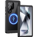 Lanhiem Magnetic for Samsung Galaxy S24 Ultra Case, IP68 Waterproof Dustproof, Builtin Screen Protector, Rugged Full Body Shockproof Cover for Galaxy S24 Ultra 5G 6.8 Inch, Black/Clear