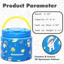 11.8 oz Thermo for Hot Food, Soup Thermo Stainless Steel, Hot Food Container with Fold-up Spoon, Flip Open Lid School Insulated Food Jar, Keep Hot & Cold for Work, Blue-Astronauts