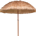 AMMSUN 7.5ft Hula Thatched Tiki Patio Beach Umbrella Hawaiian Style 10 Ribs UPF 50+ with Tilt Carry Bag for Outdoor Tiki Bar, Tropical Palapa, Patio Garden Beach Pool Backyard Natural Color