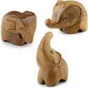 Tapeera 3 Elephant Figurines Centerpiece - Cute Decor and Gifts for Women - Wood Statue Home Sculpture - Bathroom and Office Decorations