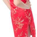 Girl's Red Chinese Dress with Golden Wintersweet Blossom