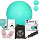 Birthing Ball for Pregnancy & Labor - 18 Page Pregnancy Ball Exercises Guide by Trimester - Non Slip Socks - How to Dilate, Induce, & Reposition Baby for Mom (65 cm, Mint Green)