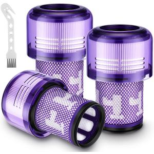 V12 Filter Replacements for Dyson V12 Detect Slim, Detect Slim Animal, Slim+ Cordless Vacuum and V12 Slim Absolute Vacuums, SV34, SV35 V12 Vacuum Cleaner Filter Replacement, Part No. 971517-01, 3 Pack, Purp