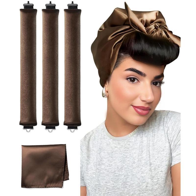 YOSHUYUKI Velvet Overnight Curls Heatless Hair Curler No Heat Satin Heatless Curling Rods Foam Sponge Hair Rollers for Short Long Hair to Sleep in Hair Care Styling Tools - Brown