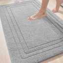 DEXI Bathroom Rug 43x24, Ultra Soft Absorbent Bath Mats for Bathroom, Shower Floor Bathmat Non Slip, Washable Bath Rugs Carpet for Tub, Sink, Light Grey