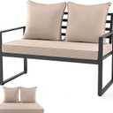 Outdoor Loveseat Cushion Set for Patio Couch/Sofa, 46 x 26 Inch Waterproof & Fade Resistant Patio Furniture Chiar Cushions with Removable Cover (Khaki, 46''Lx26''Wx4''H-Loveseat Cushion Set)