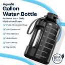AQUAFIT 128 oz Water Bottle with Time Marker - Straw & Chug Lid - BPA Free 1 Gallon Gym Water Bottle with Handle - Big Gallon Jug (Gray, 128 Ounces)