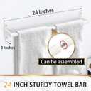 KLJKPA White 24 Inch Bathroom Towel Bar, Towel Racks for Bathroom Wall Mounted Hanging Bath Towels, Stainless Steel Single Towel Rod Holder
