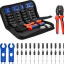 BougeRV Solar Crimper Tool Kit - Crimper, 12 Pairs Connectors, 2 Spanner Wrench for 14-10 AWG Solar Panel Cable Wire Crimping PV Assembly and Installation