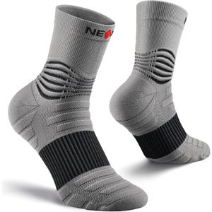 NEENCA Medical Compression Socks, Ankle Compression Stockings for Injury Recovery & Pain Relief, Sports Protection. 20-30mmHg (X-Large, Gray Black)