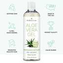 12oz Organic Aloe Vera Gel for Face, Skin, Hair & Sunburn Relief - From 100 Percent Pure Aloe Vera - Cold Pressed, Vegan, Unscented - Made in USA.