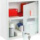 Timgle First Aid Wall Cabinet with Lock Medicine Wall Mounted Bathroom Storage Hanging Medical Cabinet with Safety Glass Door for Bathroom(2 Shelves,White)