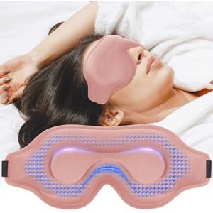 Weighted Eye Mask for Sleeping, 3D Contoured Sleep Mask Blackout with Adjustable Strap, Lash Extensions Sleeping Mask for Travel, Eye Cover Blindfold for Men Women (Pink, 4.6oz)
