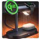 iVANKY 4 in 1 Qi2 Certified Wireless Charger Stand for iPhone 17e, Night Light for MagSafe Charging Station, 25W Charge for iPhone 17/16/15/14/13/12/11 Plus/Pro/Max,Apple iWatch, Airpods Pro 2/3 (Space Gray, No Adapter)