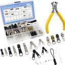 252Pcs Zipper Repair Kit Replacement Zippers Sliders Universal Zippers Fix Repair with Pulls and Pliers for Clothes Backpack Boot Tent DIY #3#5#8 Sizes