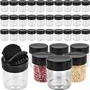 36 Pack 4 oz Mini Plastic Spice Jars with Black Flip Cap Clear Empty Spice Bottles Seasoning Bottles Round Food Safe Storage Containers for Kitchen Storing Powder Spice Containers