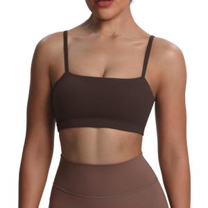 Aoxjox Women's Workout Bandeau Bras Training Fitness Running Yoga Crop Tank (Mulch)