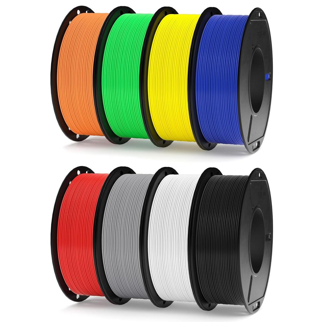 ELEGOO 250g Rapid PLA Plus Filament 1.75mm Bundle, 8 Colors PLA+ 3D Printer Filament 30-600 mm/s High Speed Printing, Dimensional Accuracy +/- 0.02 mm 8 Pack 250g Spool (8*250g Black/White/Grey/Red/Blue/Yellow/Green/Orange)