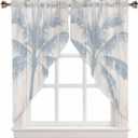Swag Valances Curtains for Window, Vintage Summer Blue Coconut Tree Wood Grain Swag Curtains Rod Pocket Window Curtain for Kitchen Bedroom Living Room Bathroom, 28"x36" 2 Panel