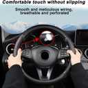 2 x BESULEN Leather Car Steering Wheel Cover, Carbon Fiber Anti-Slip Automotive Steer Wheel Protector, Soft Breathable Vehicle Interior Decor Accessories, 15Inch Universal for SUV, Truck, RVBlack