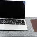 Extended Desk Mat  Large Felt & Leather Desk Protector with Pen Holder, Cable Organizer, and Smooth Mouse Area for Office Use
