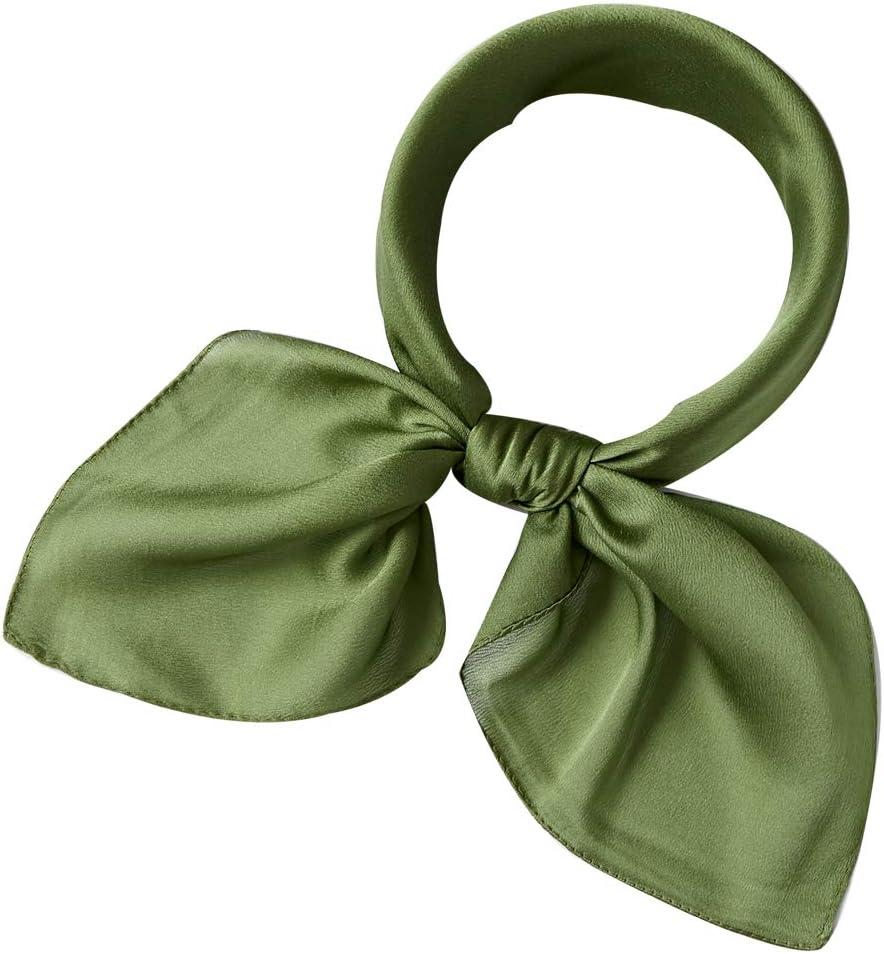 2 x Bellonesc Women's Scarfs 100% Silk Small Square Scarves 21" x 21" Real silk Hair Scarfs Neckscarfs for Women (Army Green)