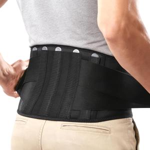 Back Brace for Lower Back Pain Relief, Wide Lumbar Support Belt for Men & Women, 5 Removable Metal Stays, Herniated Disc, Sciatica, Work & Lifting, Breathable Back Support (X-Large 45"-50.9")