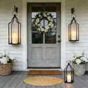 Rustic Farmhouse Decor Metal Lantern Set of 3 Decorative Lanterns for Home Indoor Outdoor Living Room, Fireplace, Patio, Wedding & Kitchen Table Centerpieces (Black, 16.9"+14.5"+12.2")