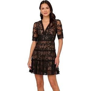 Adrianna Papell Apparel Women's VALE Dress Black, Size 14
