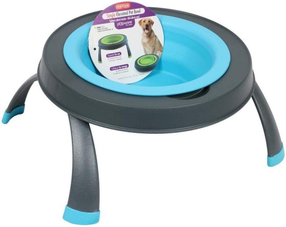 Dexas Popware for Pets Single Elevated Pet Feeder, Gray/Blue, Large/4 Cup Capacity (PW140432312) (Large/4 Cup Capacity, Gray/Blue)