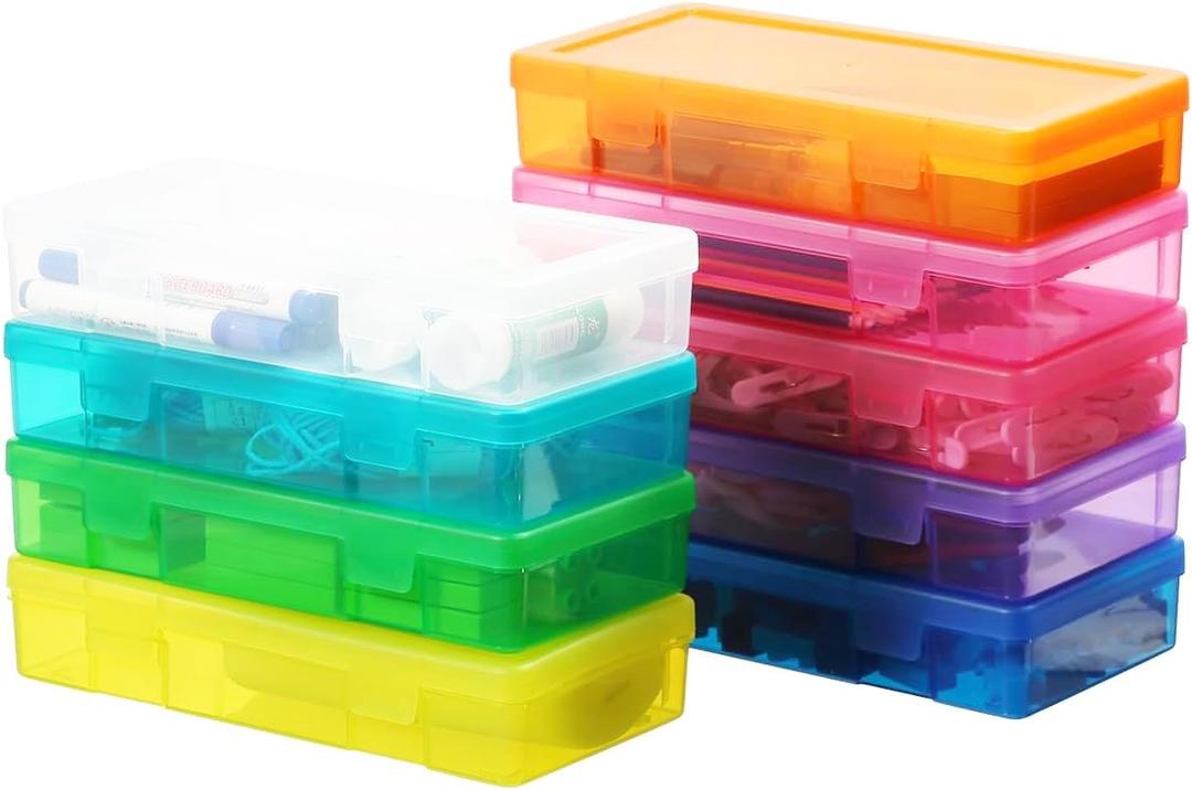 9 Pack Color Plastic Storage Boxes with Lids, Craft Jewelry Life Item Organizer for Puzzles, Pens, Rings, Needle and Thread, Nail Polish, Remote Controls