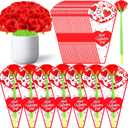 30 Set Valentine's Day Gift Flower Rose Pens with Cards for Women Teacher Cowork Valentine's Day Party Favors School Classroom