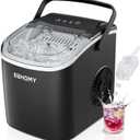 EUHOMY Countertop Ice Maker Machine with Handle, 26lbs in 24Hrs, 9 Ice Cubes Ready in 6 Mins, Auto-Cleaning Portable Ice Maker with Basket and Scoop, for Home/Kitchen/Camping/RV. (Black) (11.57"D x 11.42"W x 8.74"H)
