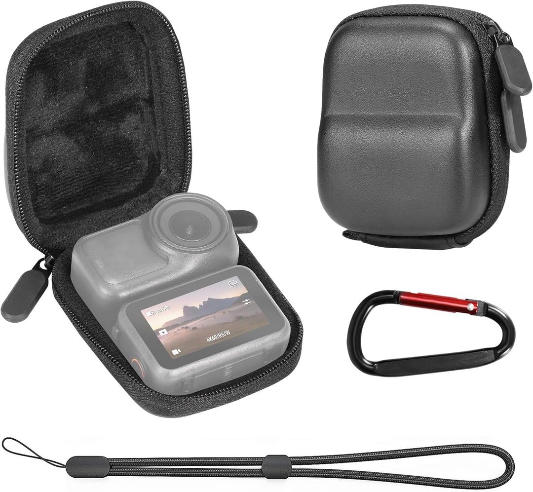 AMAZEAR Carry Case for DJI OSMO NANO/Xtra Atto Accessories, Nano Portable and Compact Travel Bag Hard Shell Leather Case with Soft Inner for Protection, Organization, and Storage, Black