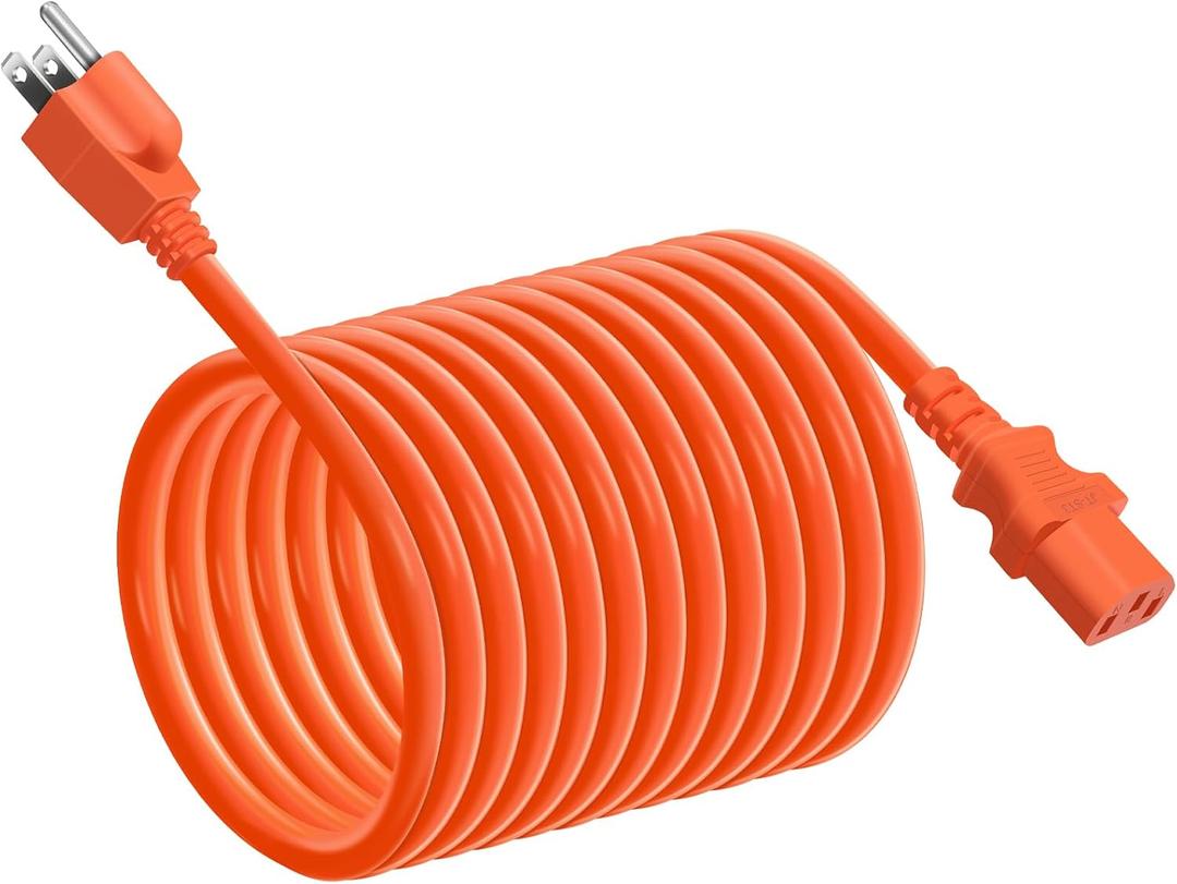 YEZriler 5M/16.4FT Heavy-Duty Charging Cable for Jackery Power Station Explorer 3000/2000/1500/1000, Ecoflow Delta/River/Series, Bluetti EB3A, Anker 757/767, 125Volt 15Amps AC Power Cord - Orange