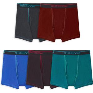 Fruit of the Loom Boys' and Toddler Boxer Briefs, Tag Free & Breathable Underwear, Assorted Color Multipacks (Medium, 5 Pack - Modal Blue/Red/Grey)