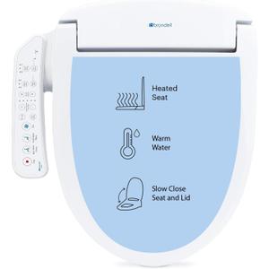 Brondell SE400-RW Swash SE400 Electric Bidet Toilet Seat With Heated Seat, Oscillating Stainless Steel Nozzle, Warm Air Dryer, Night Light, Gentle Close Lid, White Side Arm Control, Round