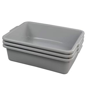 Ggbin Plastic Dish Tubs, Commercial Bus Box/Wash Basin Tote Box, 3-Pack (Grey, 13L)