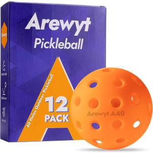 2 x Pickleball Balls, 6 Pack & 12 Pack | 40 Holes, High Visibility & Bounce, Durable for All Paddles & Skill Levels (Neon Green, Orange)