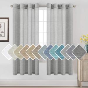 H.VERSAILTEX Linen Sheer Curtains 72 Pair Set Linen Textured Semi-Sheer Curtains Nickel Grommet Window Treatment Panels for Living Room, Open Weave - 52" W x 72" L, Grey (52"W x 72"L (Pack of 2))