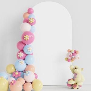 Putros Wedding Arch Cover 7.2FT White Spandex Fitted Round Top Chiara Backdrop Stand Covers for Birthday Party Decoration